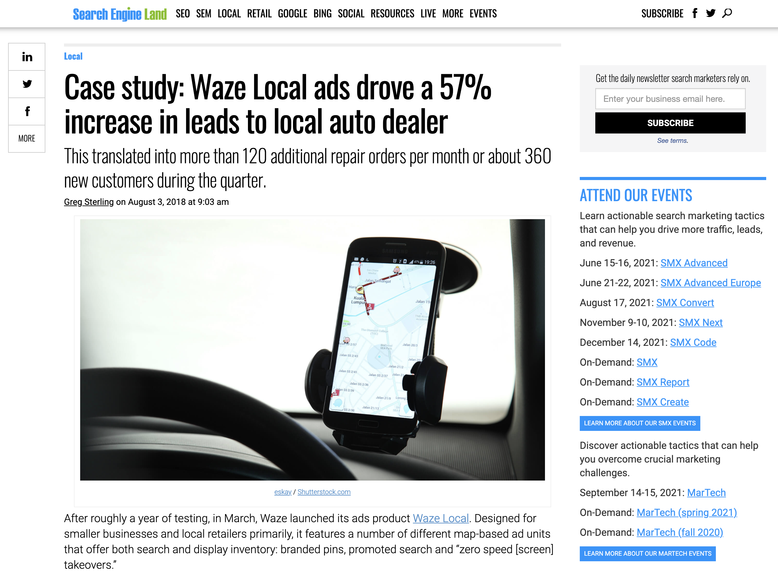 Waze Local ads drove a 57% increase in leads to local auto dealer